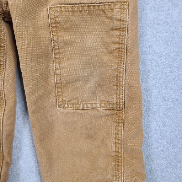 Carhartt Bibs Double Knee Overalls Toddler Size 2T Brown Canvas Flannel Lining - Picture 4 of 10